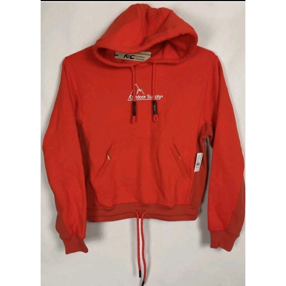 NWT RC Outdoor Supply Men's Small Hoodie Orange Mountain Logo Graphic Sweatshirt